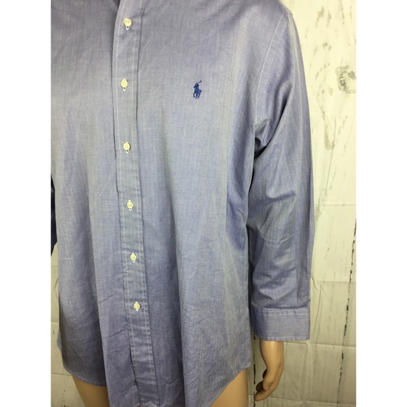 Ralph Lauren Shirt Yarmouth 100% Two Play Cotton Button Front Long Sleeve Sz 16 - Picture 7 of 8